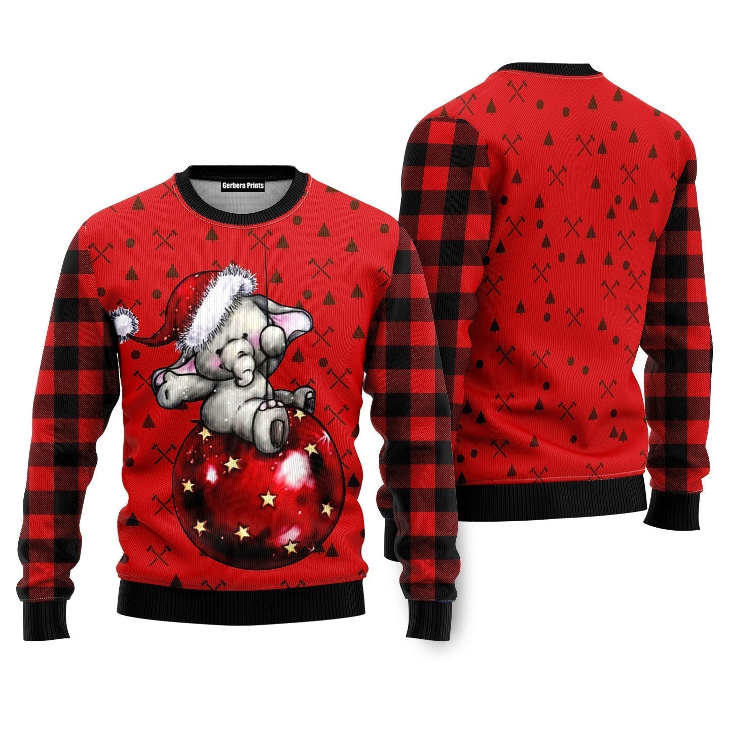 Elephant Cute Red Ugly Christmas Sweater - WeCustomit
