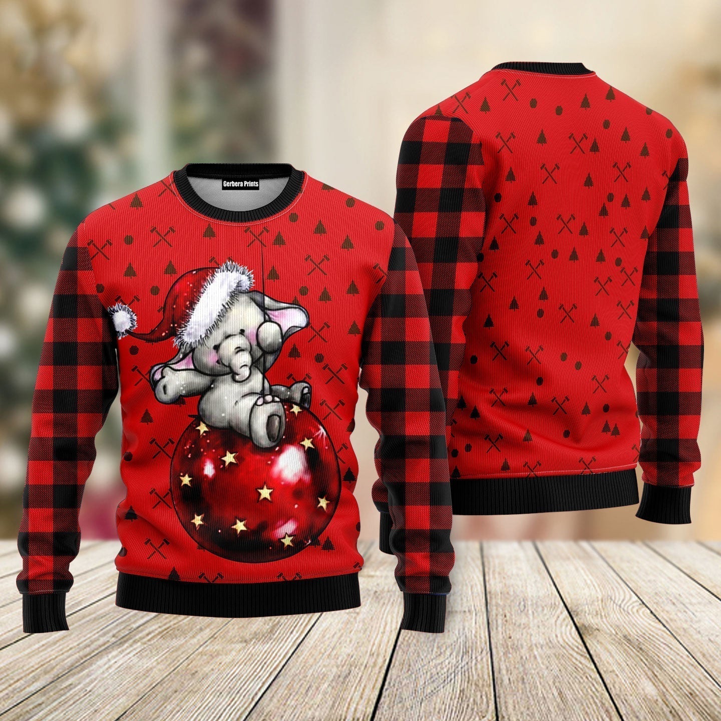 Elephant Cute Red Ugly Christmas Sweater - WeCustomit