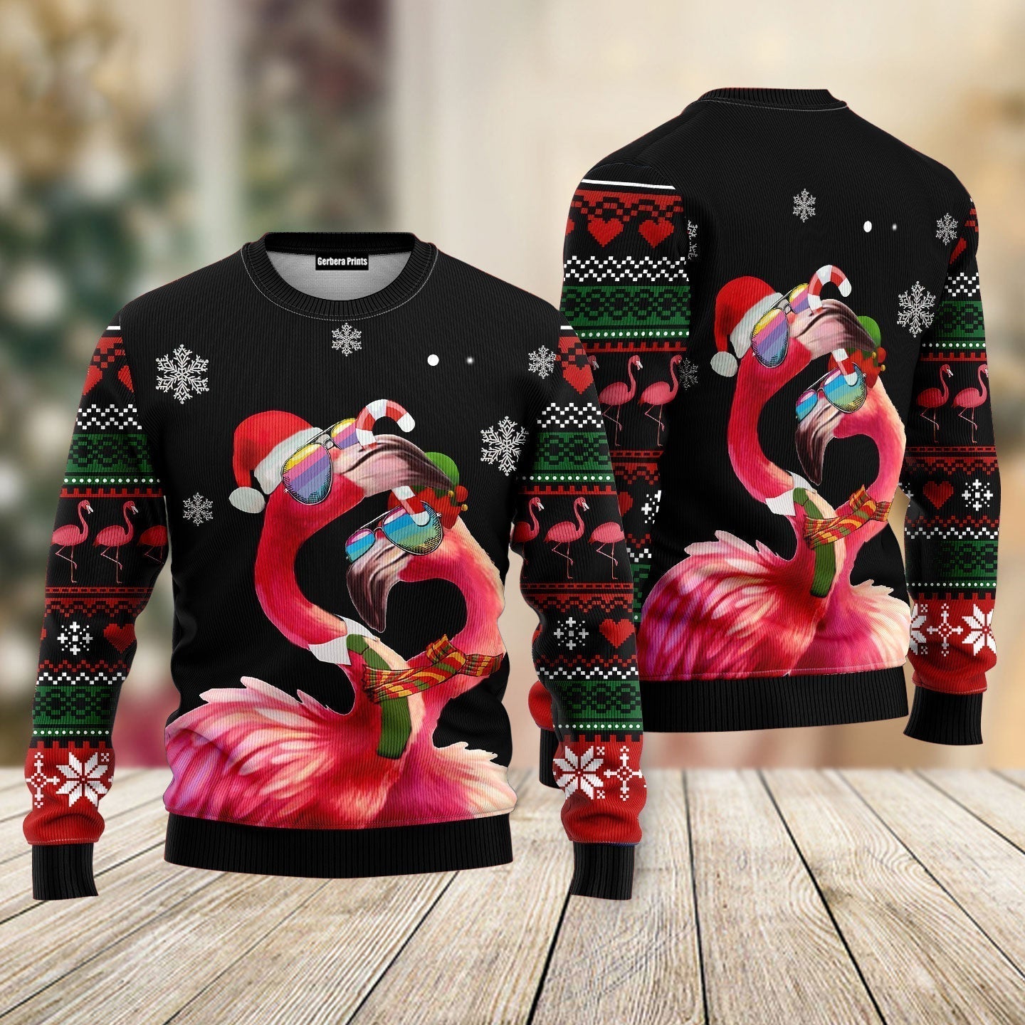 Flamingo Couple Ugly Christmas Sweater - WeCustomit