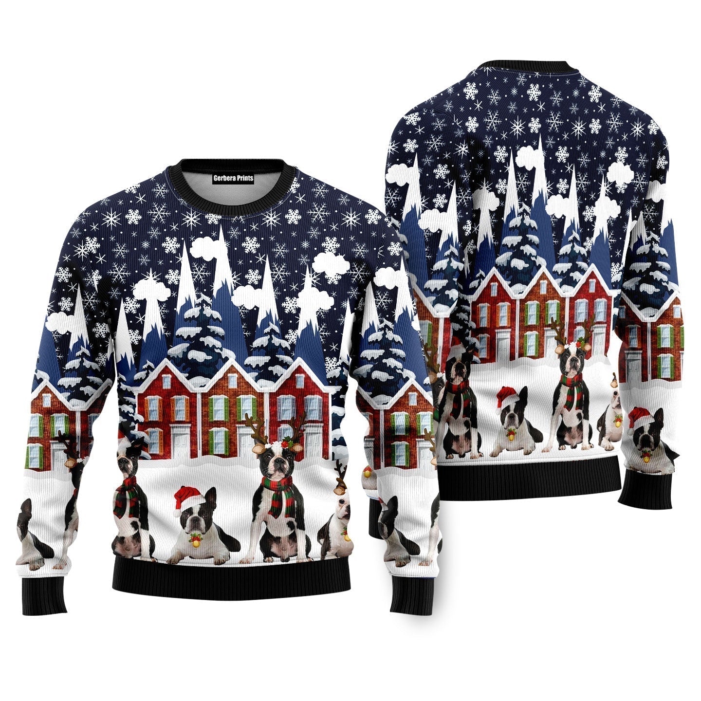 Boston Terrier Family Ugly Christmas Sweater - WeCustomit