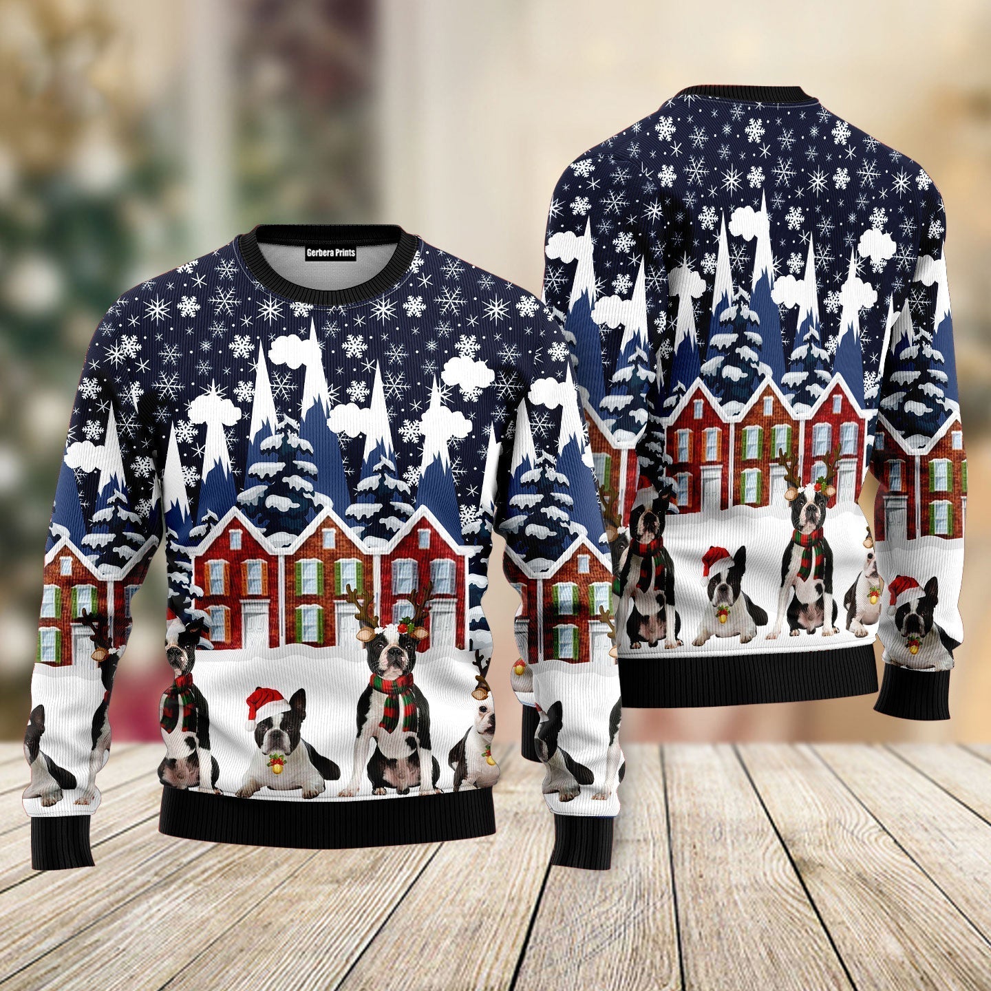 Boston Terrier Family Ugly Christmas Sweater - WeCustomit