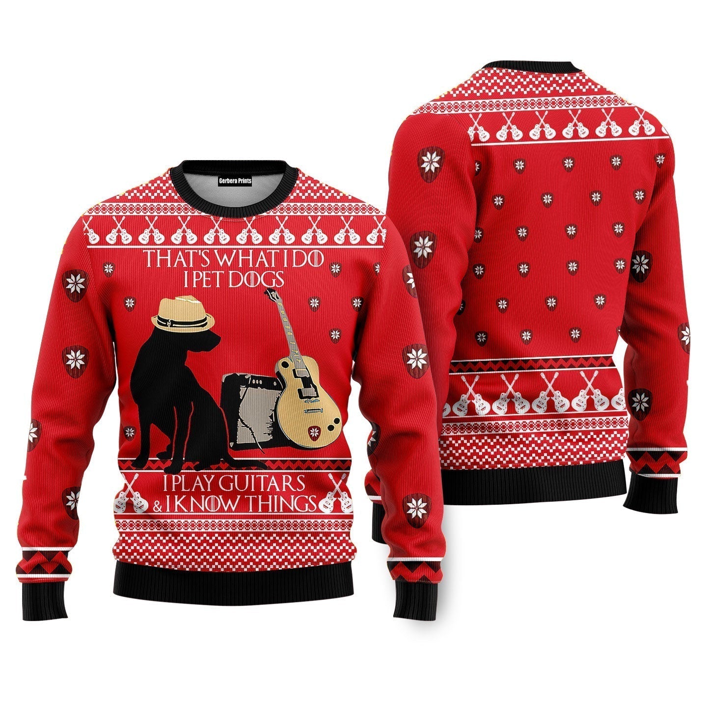 Dog Guitar Ugly Christmas Sweater - WeCustomit