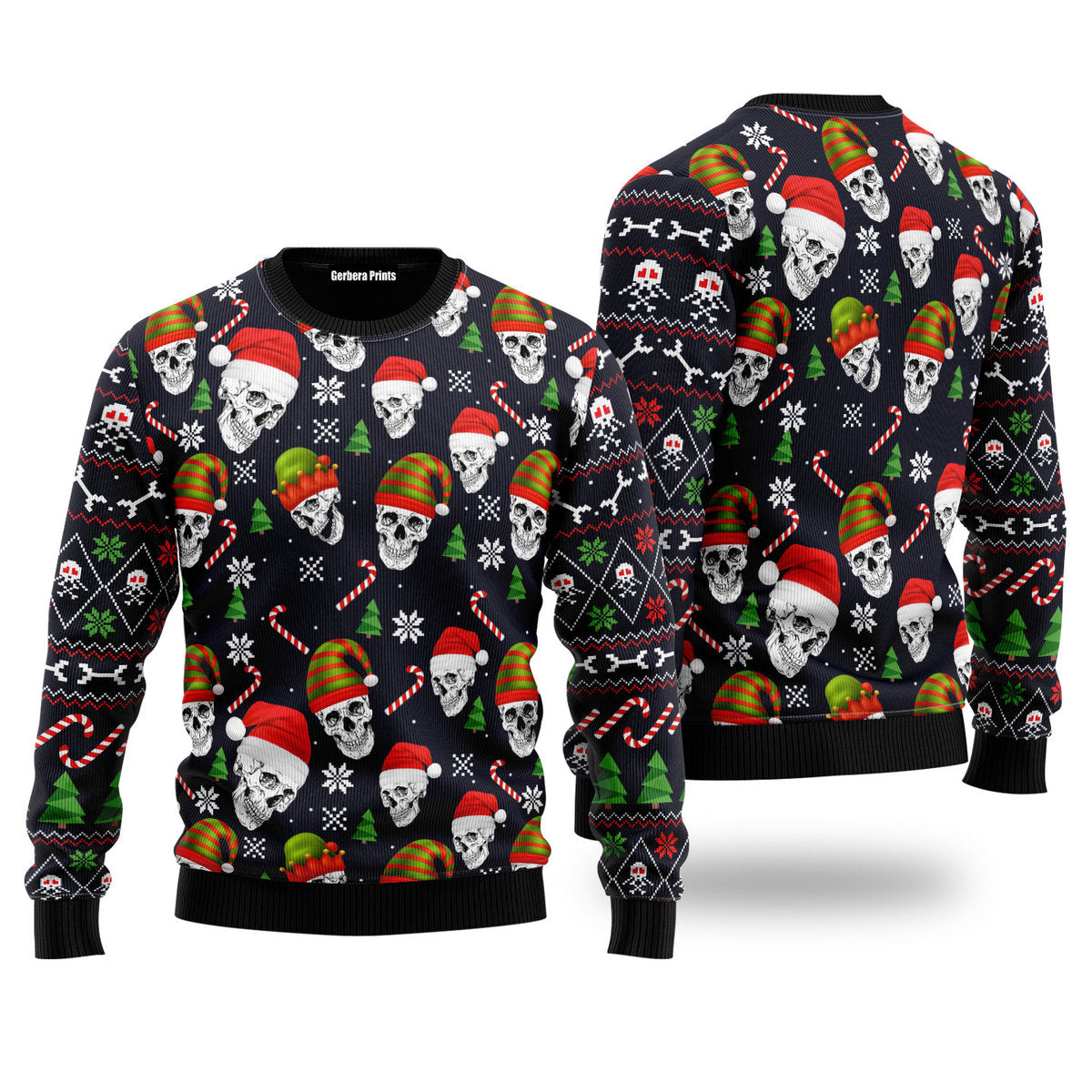 Skull Face Christmas Sweater - WeCustomit