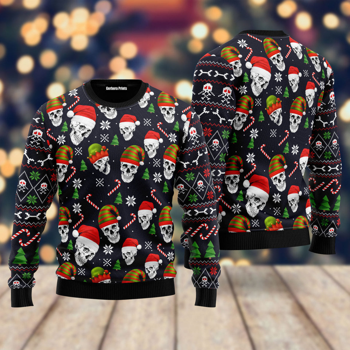Skull Face Christmas Sweater - WeCustomit
