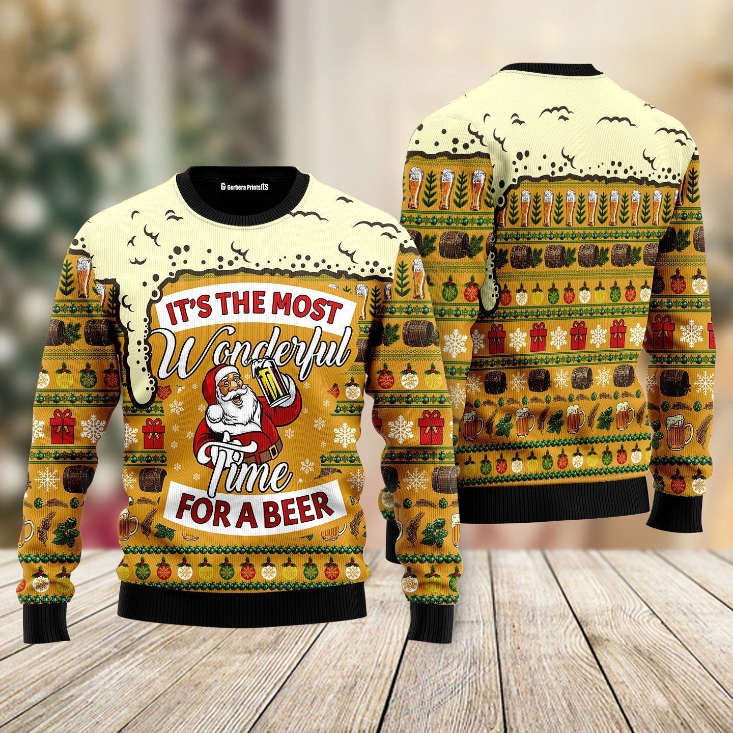 Christmas Most Wonderful Time For Beer Ugly Christmas Sweater - WeCustomit