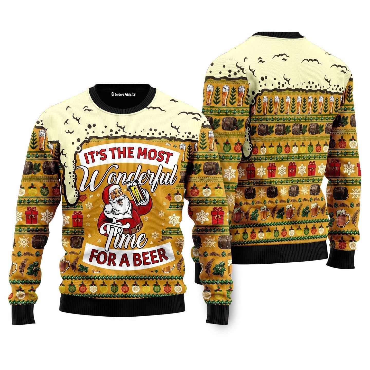 Christmas Most Wonderful Time For Beer Ugly Christmas Sweater - WeCustomit