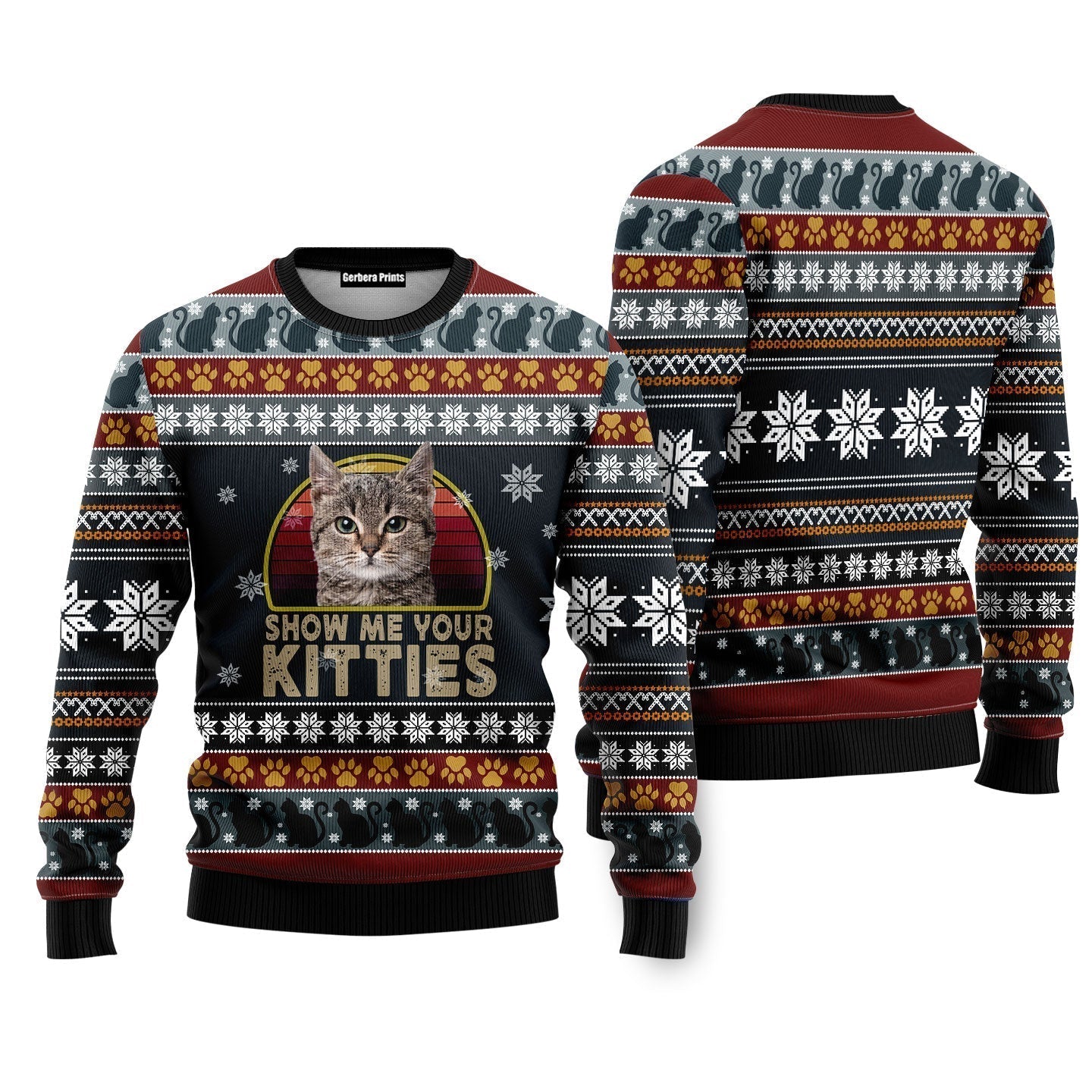 Cat Show Me Your Kitties Ugly Christmas Sweater - WeCustomit