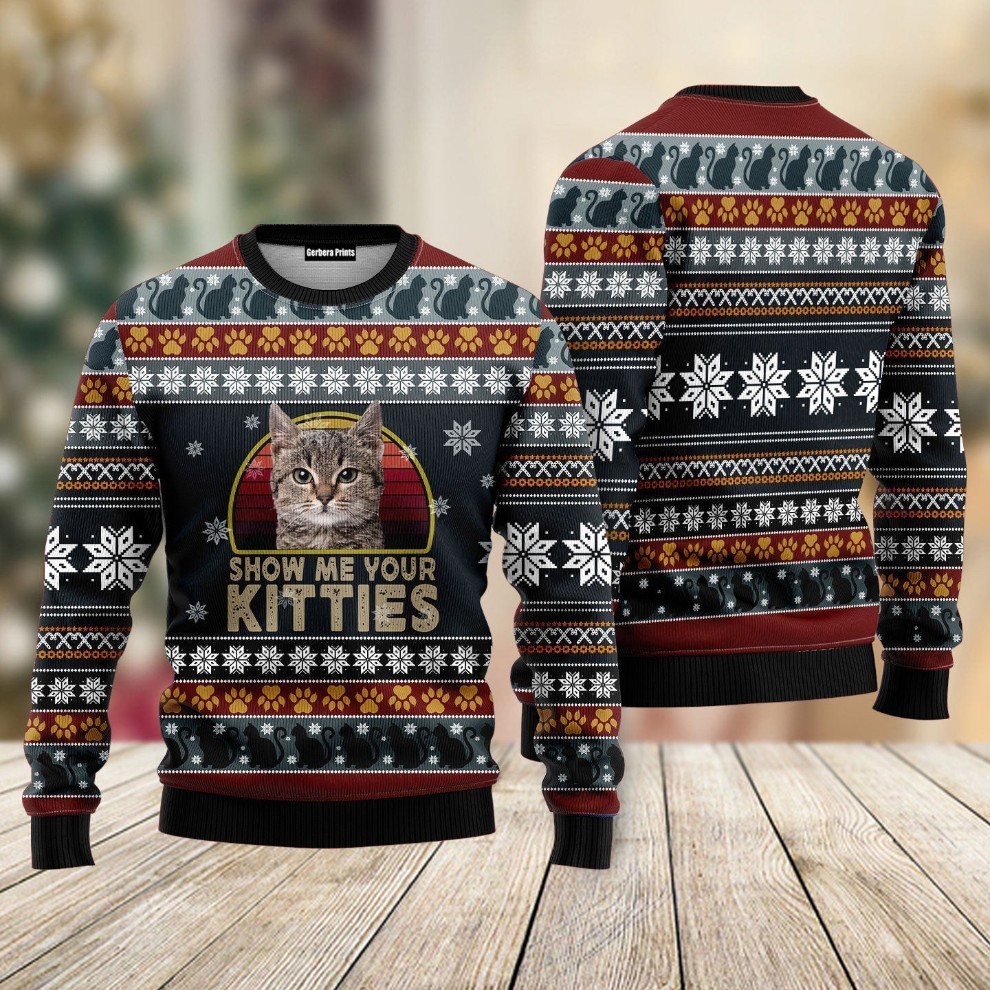 Cat Show Me Your Kitties Ugly Christmas Sweater - WeCustomit