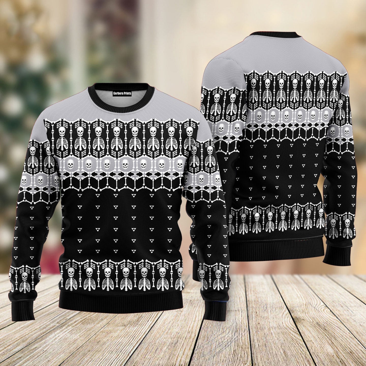 Black And White Skeleton Ugly Christmas Sweater - WeCustomit
