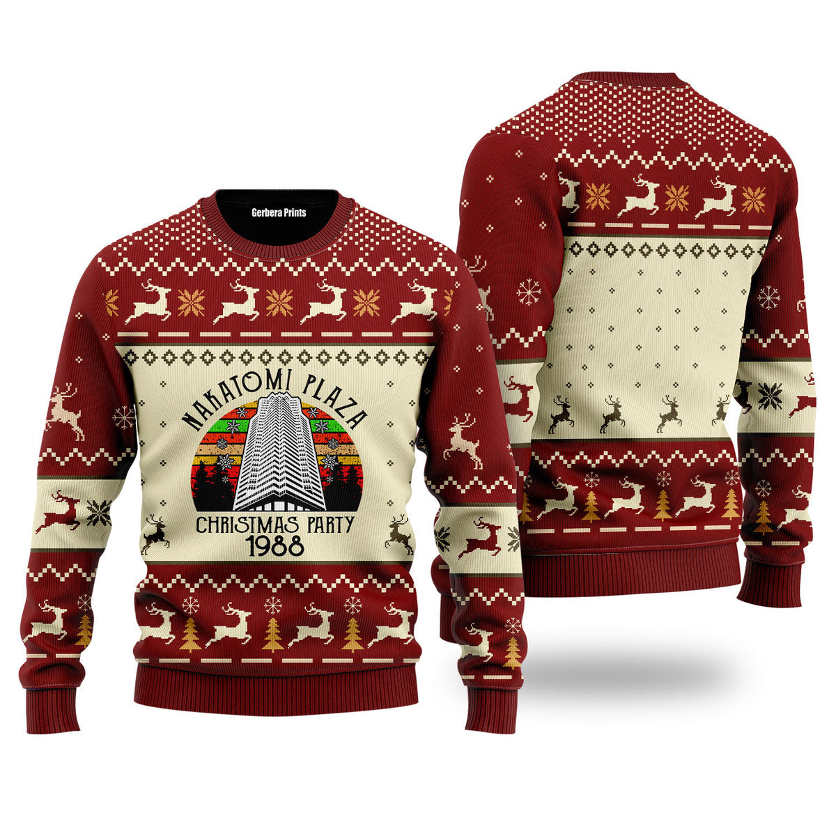 Nakatomi Plaza Red Ugly Christmas Sweater - WeCustomit