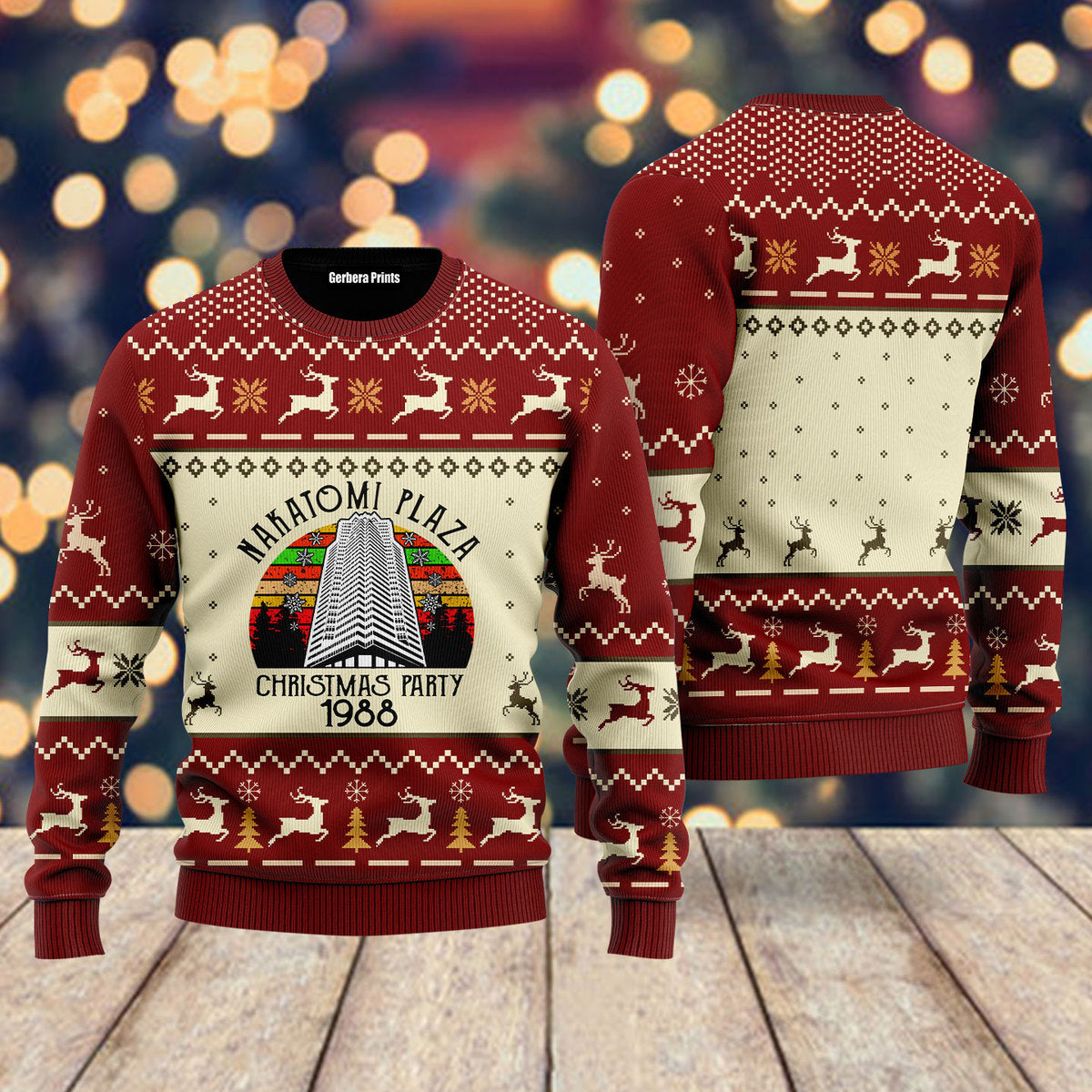 Nakatomi Plaza Red Ugly Christmas Sweater - WeCustomit