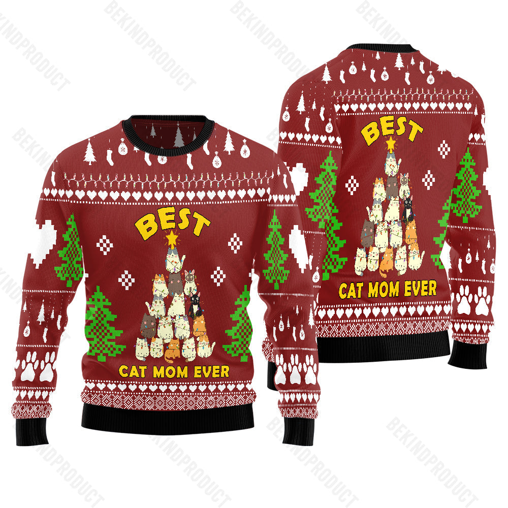 Merry Catmas Cat Tree Ugly Christmas Sweater For Men & Women Christmas Gift Sweater USN1001 - WeCustomit