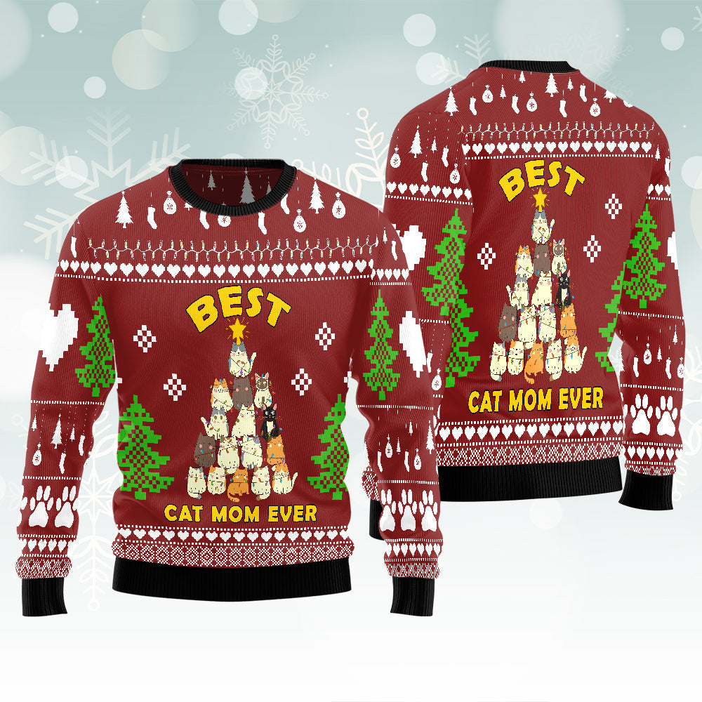 Merry Catmas Cat Tree Ugly Christmas Sweater For Men & Women Christmas Gift Sweater USN1001 - WeCustomit
