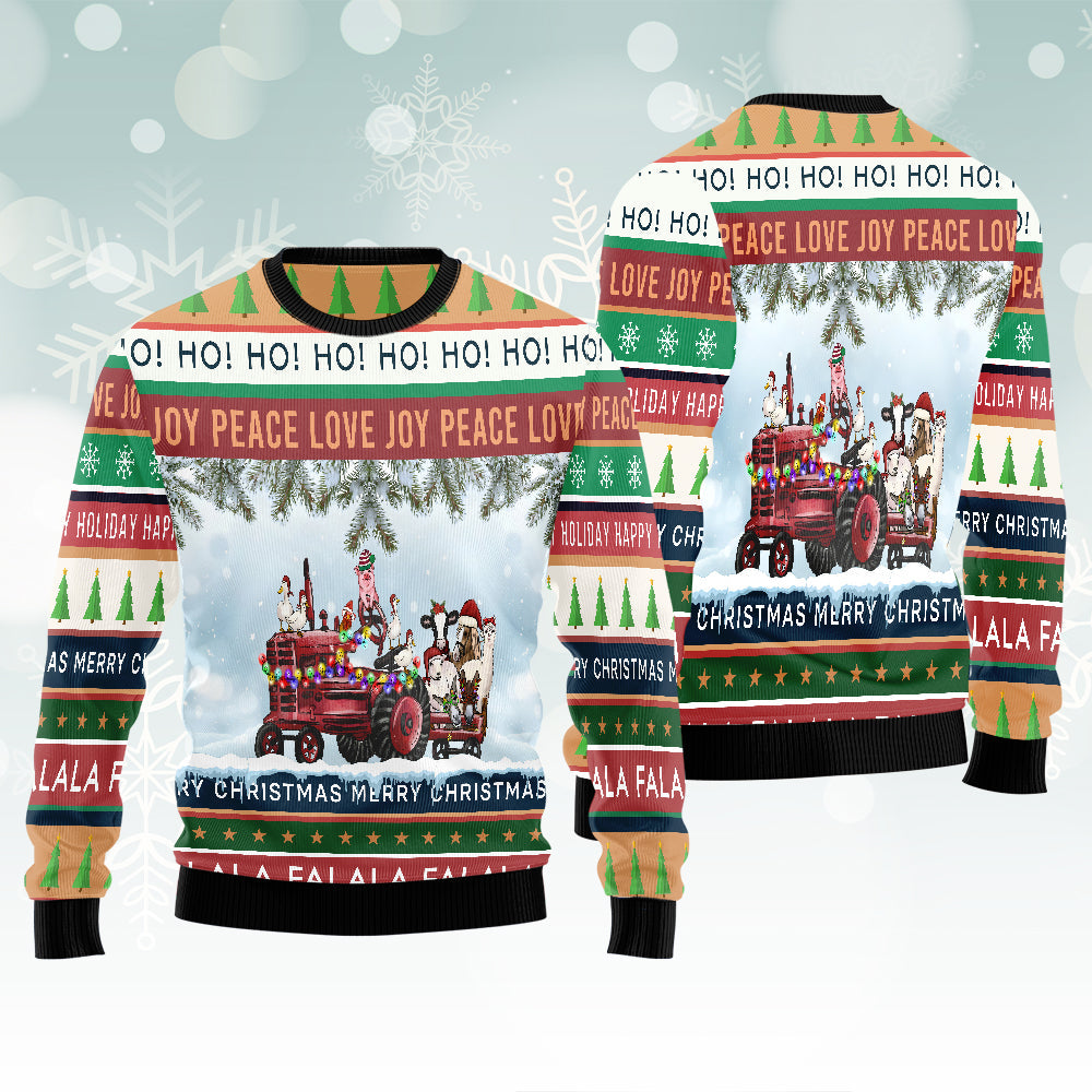 Christmas Farm Animals Truck Ugly Christmas Sweater For Men & Women Christmas Gift Sweater USN1003 - WeCustomit