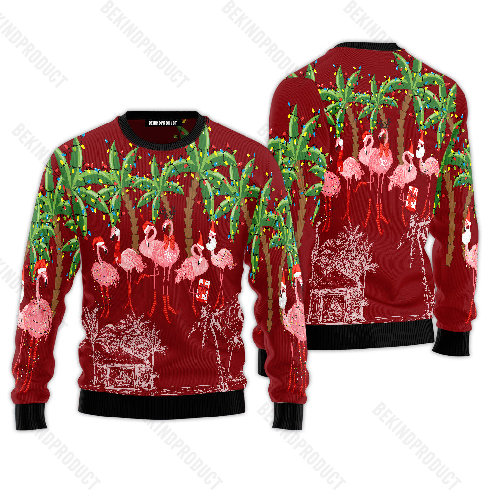 Pink Flamingo Happy Christmas Ugly Christmas Sweater For Men & Women Christmas Gift Sweater USN1105 - WeCustomit