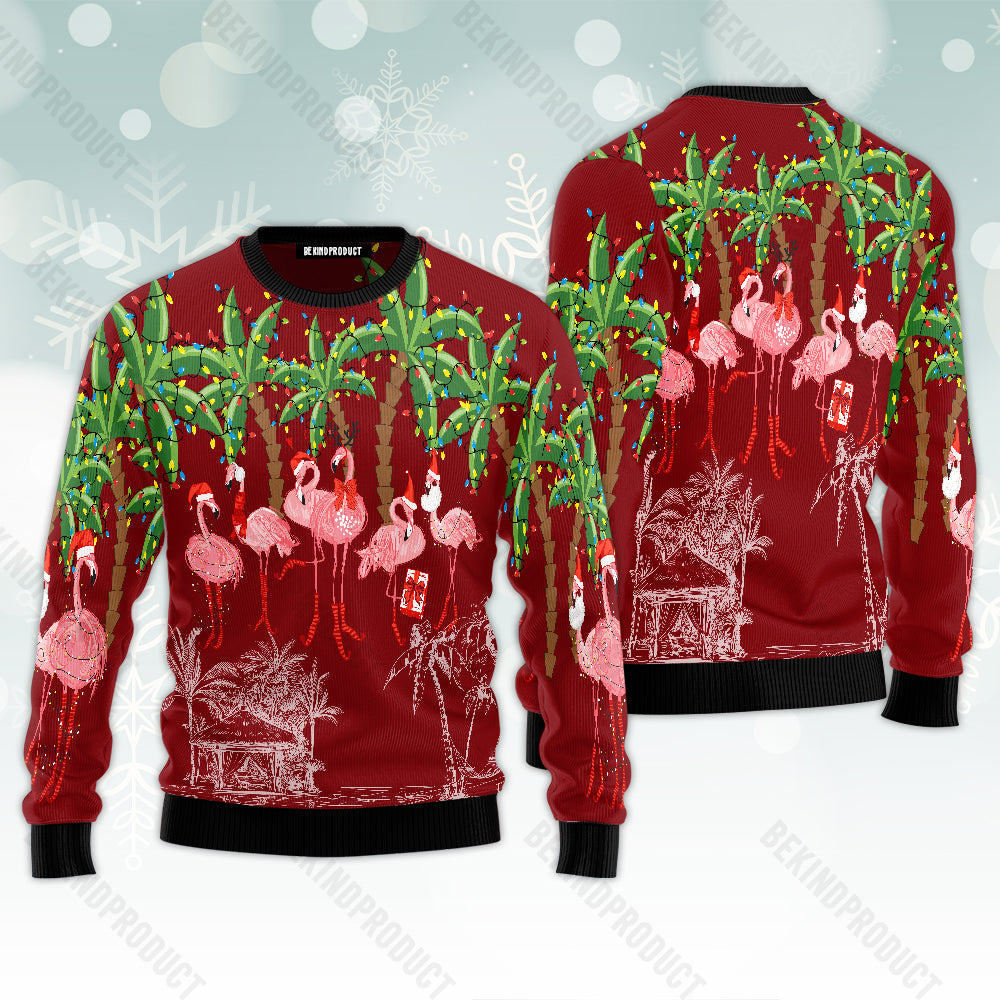 Pink Flamingo Happy Christmas Ugly Christmas Sweater For Men & Women Christmas Gift Sweater USN1105 - WeCustomit