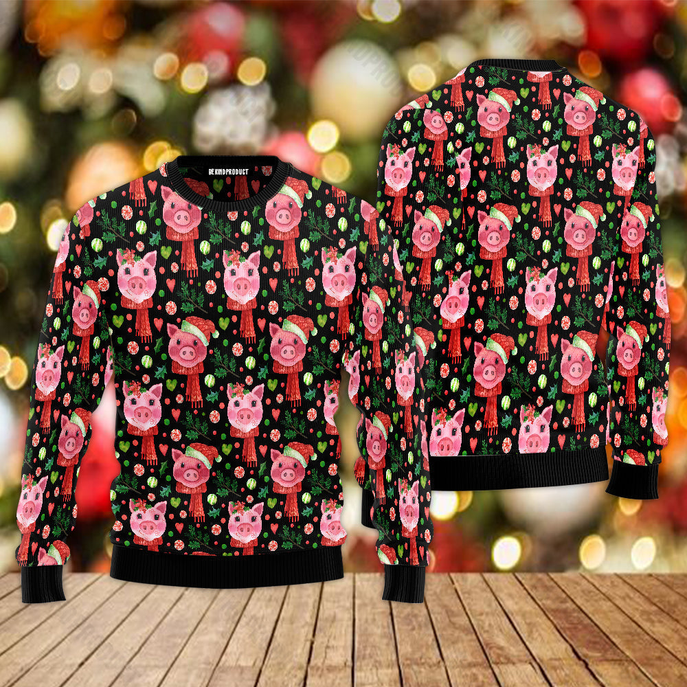 Merry Christmas Cute Pigs Pattern Ugly Christmas Sweater For Men & Women Christmas Gift Sweater USN1106 - WeCustomit
