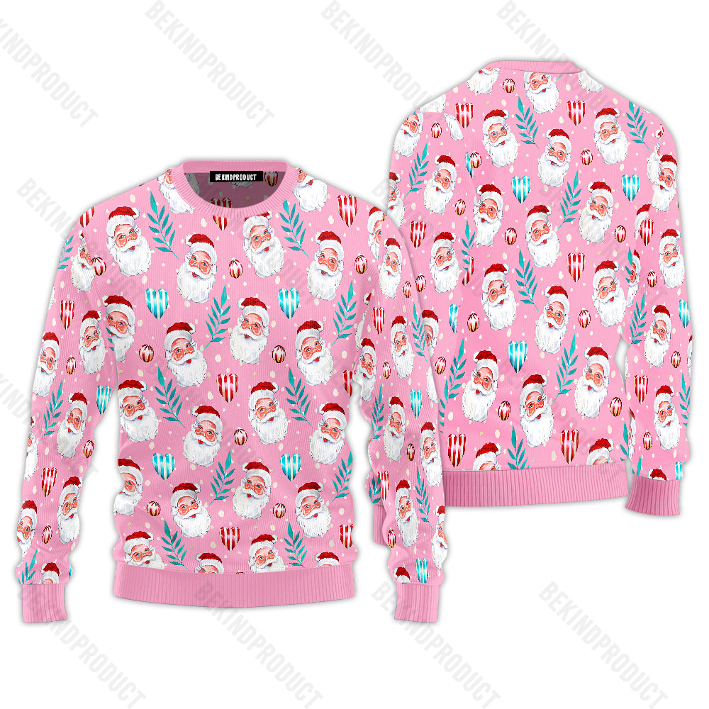 Vintage Santa Claus Pink Christmas Ugly Christmas Sweater For Men & Women Christmas Gift Sweater USN1107 - WeCustomit