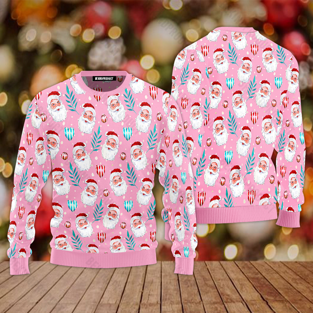 Vintage Santa Claus Pink Christmas Ugly Christmas Sweater For Men & Women Christmas Gift Sweater USN1107 - WeCustomit