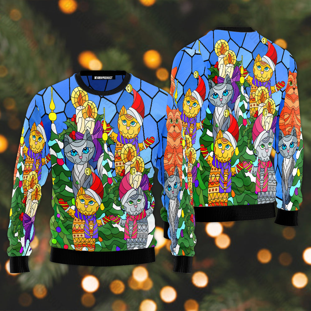 Cat Family Merry Christmas Stained Ugly Christmas Sweater For Men & Women Christmas Gift Sweater USN1108 - WeCustomit