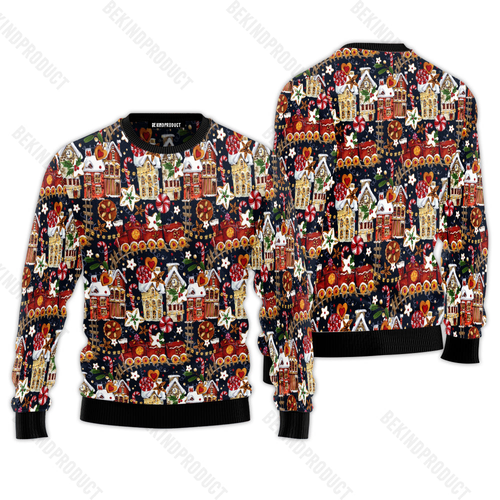 Christmas Train Sweet And House Ugly Christmas Sweater For Men & Women Christmas Gift Sweater USN1113 - WeCustomit
