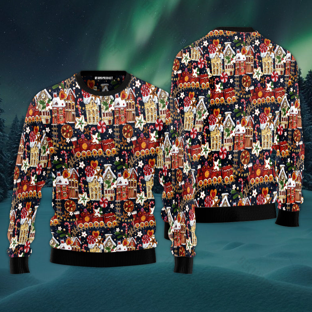 Christmas Train Sweet And House Ugly Christmas Sweater For Men & Women Christmas Gift Sweater USN1113 - WeCustomit