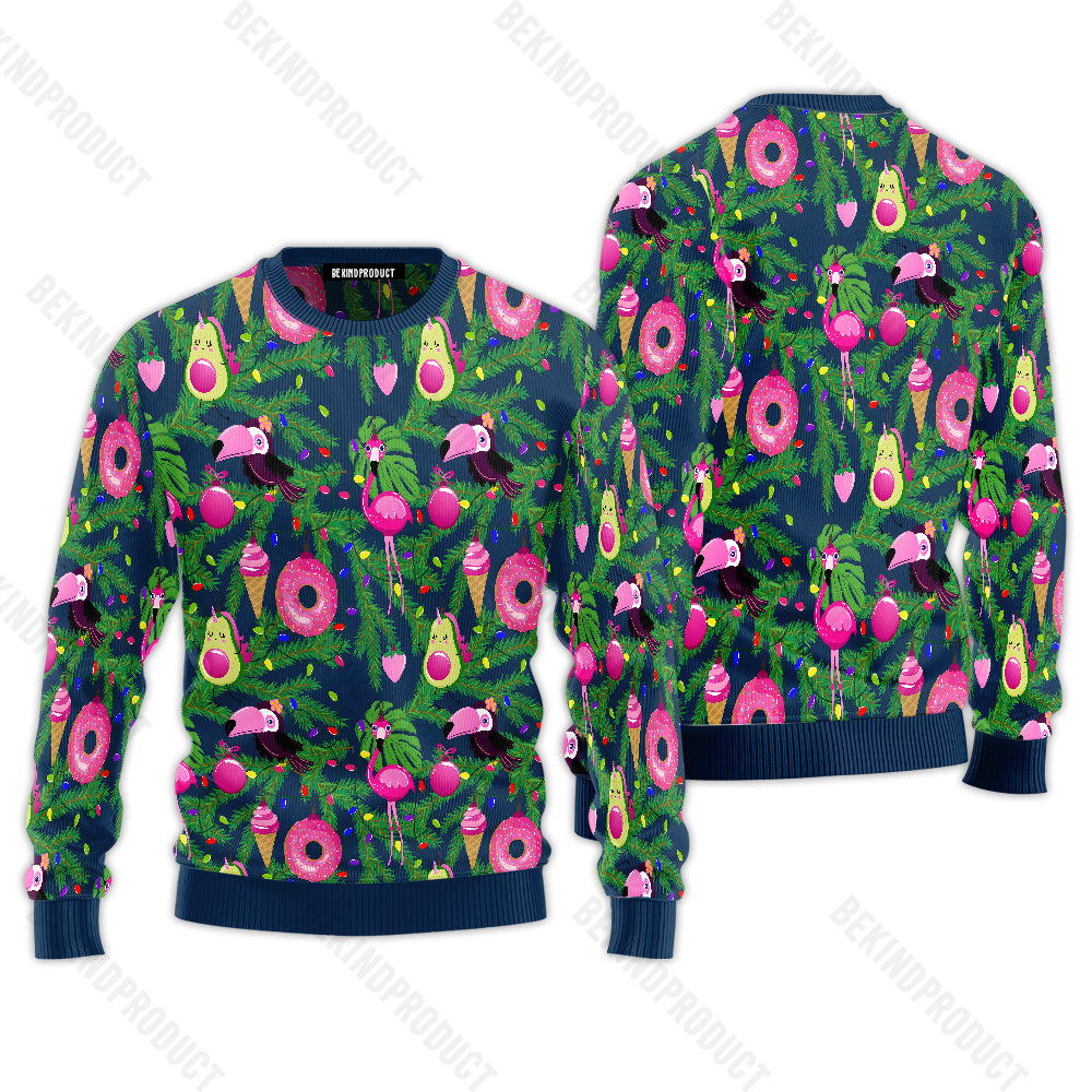 Merry Flamingo Parrot Donut Avocado Ugly Christmas Sweater For Men & Women Christmas Gift Sweater USN1115 - WeCustomit