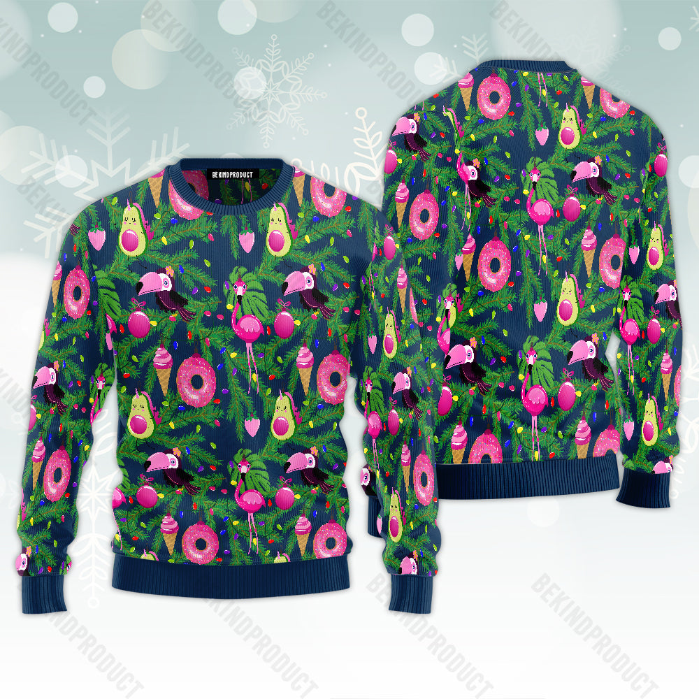 Merry Flamingo Parrot Donut Avocado Ugly Christmas Sweater For Men & Women Christmas Gift Sweater USN1115 - WeCustomit