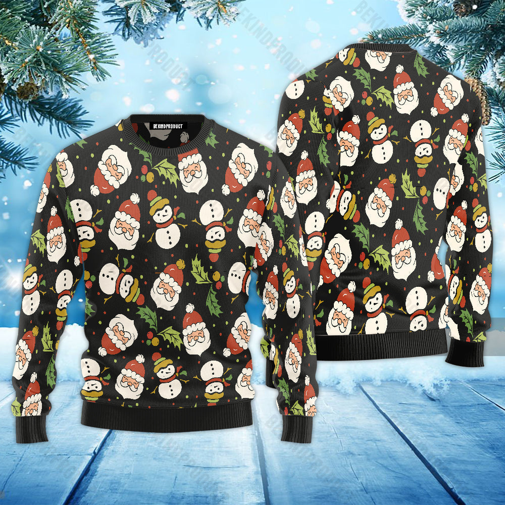 Christmas Happy Night With Santa Snowman Ugly Christmas Sweater For Men & Women Christmas Gift Sweater USN1116 - WeCustomit