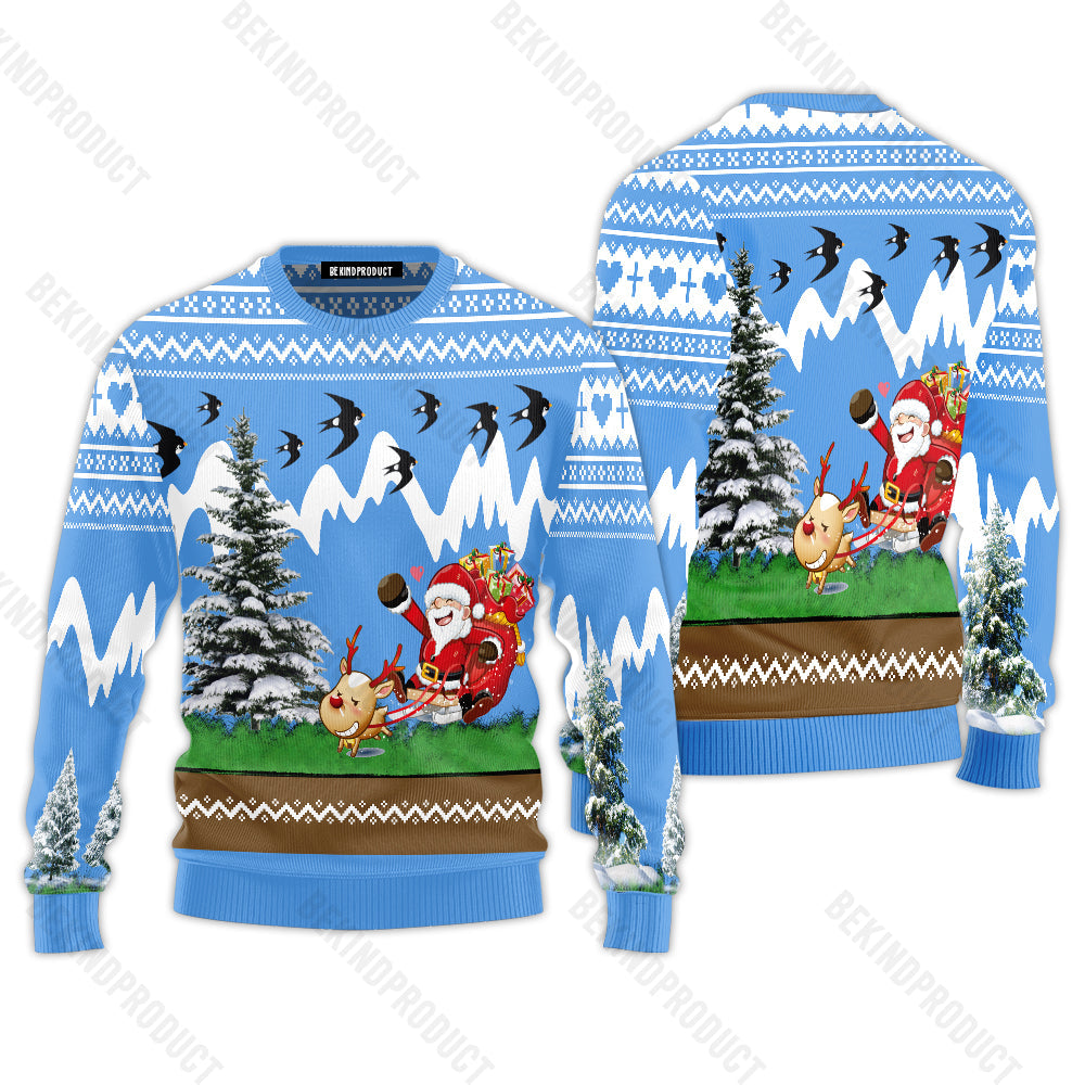 Santa Claus And Reindeer Ugly Christmas Sweater For Men & Women Christmas Gift Sweater USN1119 - WeCustomit