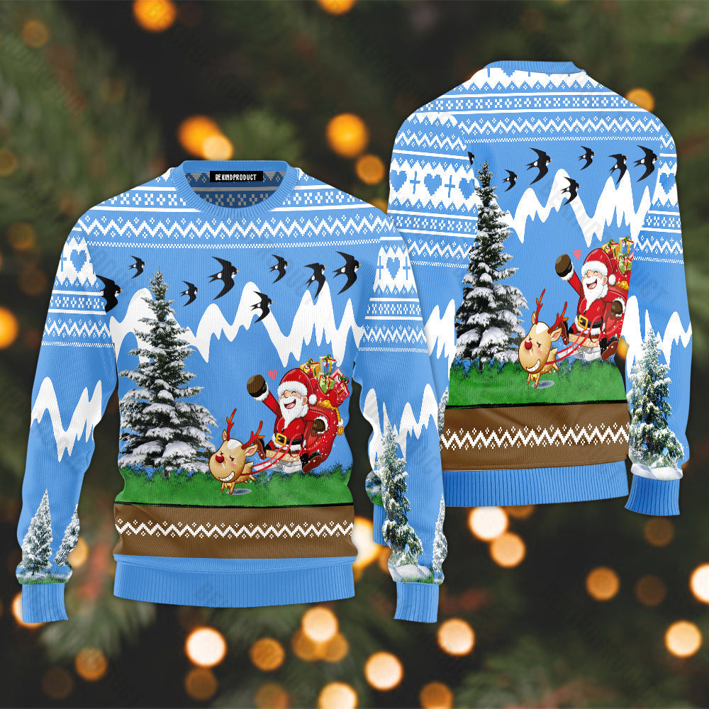 Santa Claus And Reindeer Ugly Christmas Sweater For Men & Women Christmas Gift Sweater USN1119 - WeCustomit