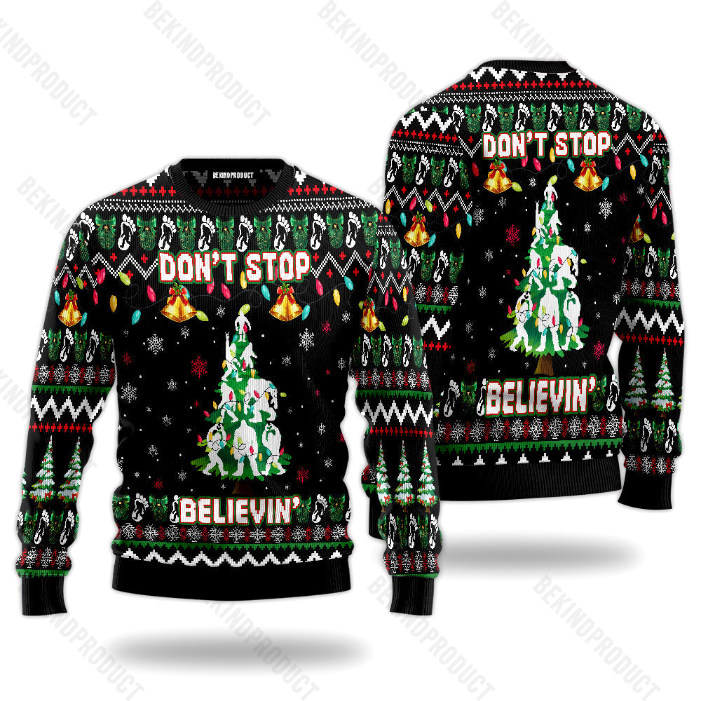Bigfoot Xmas Dont Stop Believin' Ugly Christmas Sweater For Men & Women Christmas Gift Sweater USN1123 - WeCustomit