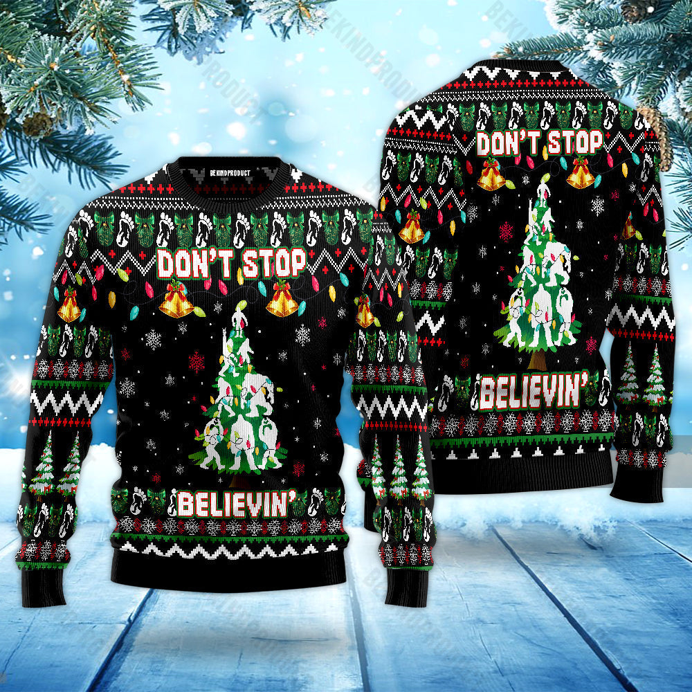 Bigfoot Xmas Dont Stop Believin' Ugly Christmas Sweater For Men & Women Christmas Gift Sweater USN1123 - WeCustomit