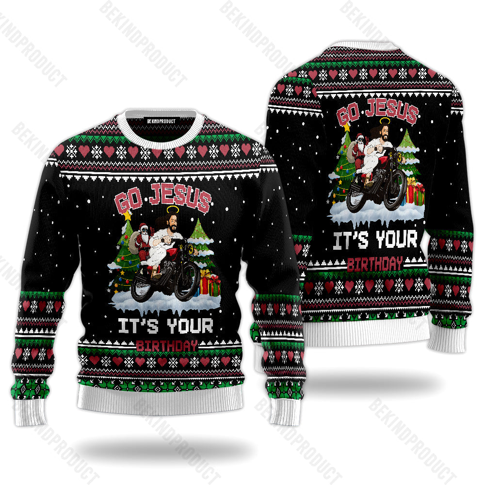 Go Jesus It's Your Birthday Ugly Christmas Sweater For Men & Women Christmas Gift Sweater USN1125 - WeCustomit