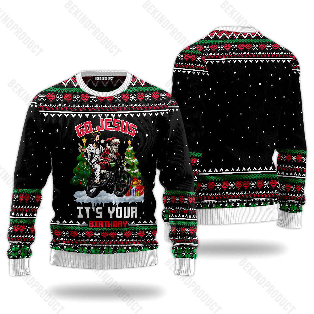 Santa Jesus Ride Motobike Ugly Christmas Sweater For Men & Women Christmas Gift Sweater USN1141 - WeCustomit