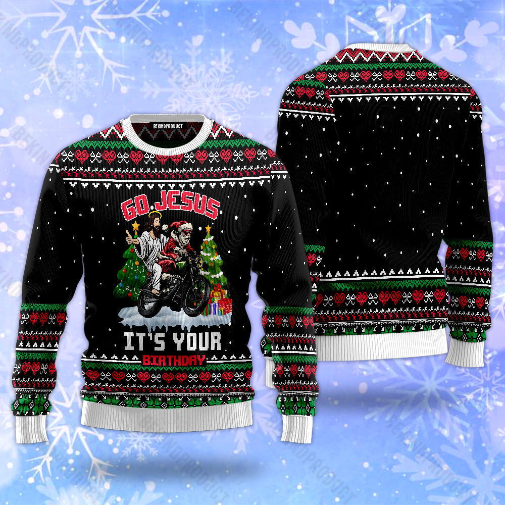 Santa Jesus Ride Motobike Ugly Christmas Sweater For Men & Women Christmas Gift Sweater USN1141 - WeCustomit