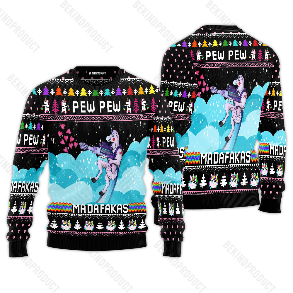 Unicorn Pew Pew Ugly Christmas Sweater For Men & Women Christmas Gift Sweater USN1147 - WeCustomit