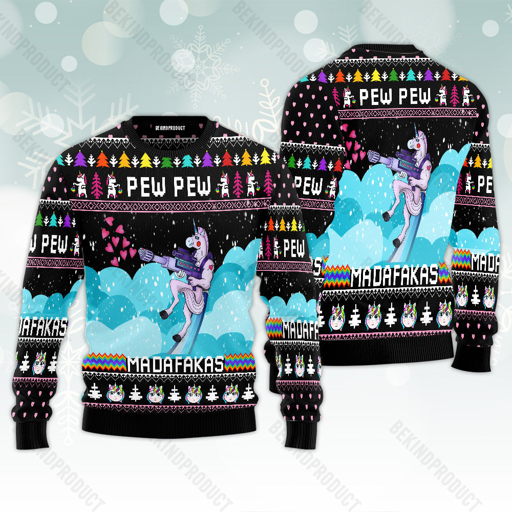 Unicorn Pew Pew Ugly Christmas Sweater For Men & Women Christmas Gift Sweater USN1147 - WeCustomit