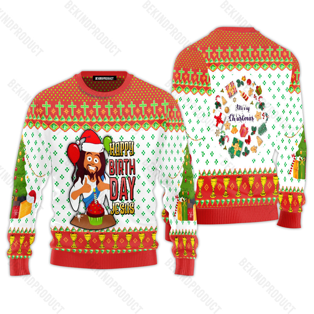 Funny Jesus's Birthday Ugly Christmas Sweater For Men & Women Christmas Gift Sweater USN1150 - WeCustomit