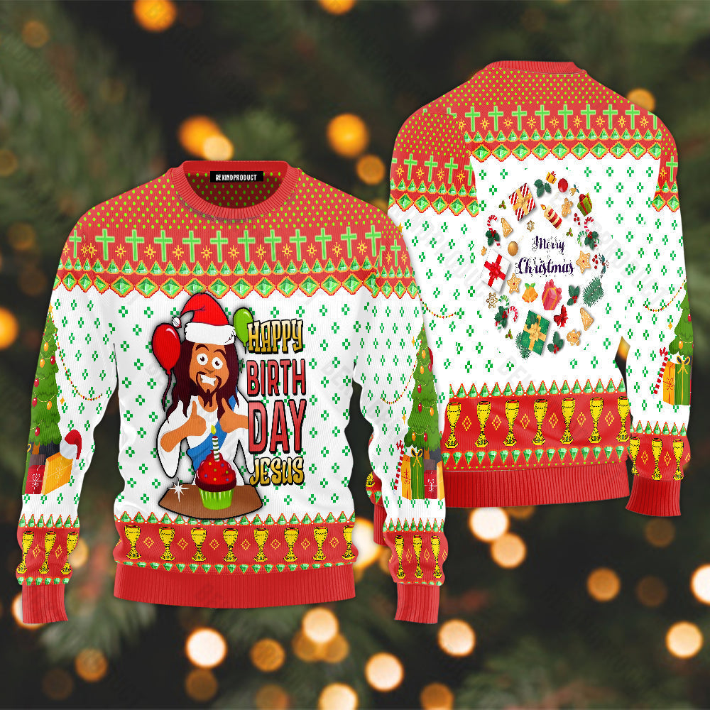 Funny Jesus's Birthday Ugly Christmas Sweater For Men & Women Christmas Gift Sweater USN1150 - WeCustomit