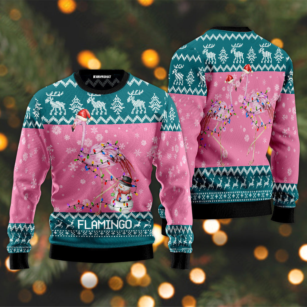 Christmas Flamingo Ugly Christmas Sweater For Men & Women Christmas Gift Thanksgiving Sweater USN1166 - WeCustomit