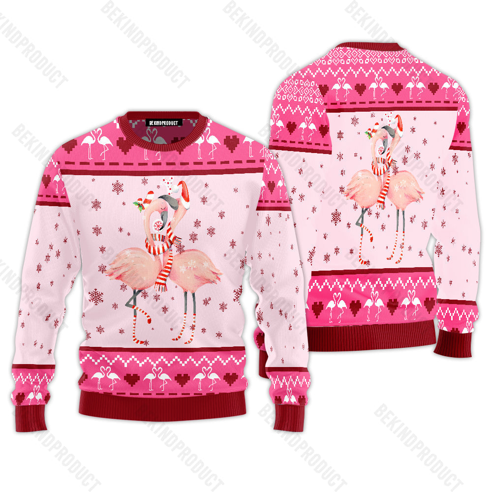 Happy Christmas Flamingos Ugly Christmas Sweater For Men & Women Christmas Gift Sweater USN2008 - WeCustomit