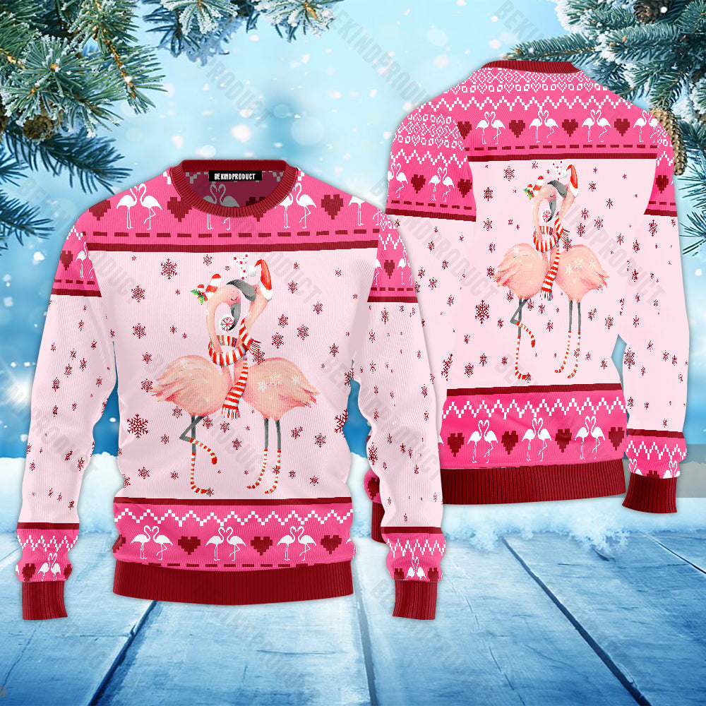 Happy Christmas Flamingos Ugly Christmas Sweater For Men & Women Christmas Gift Sweater USN2008 - WeCustomit