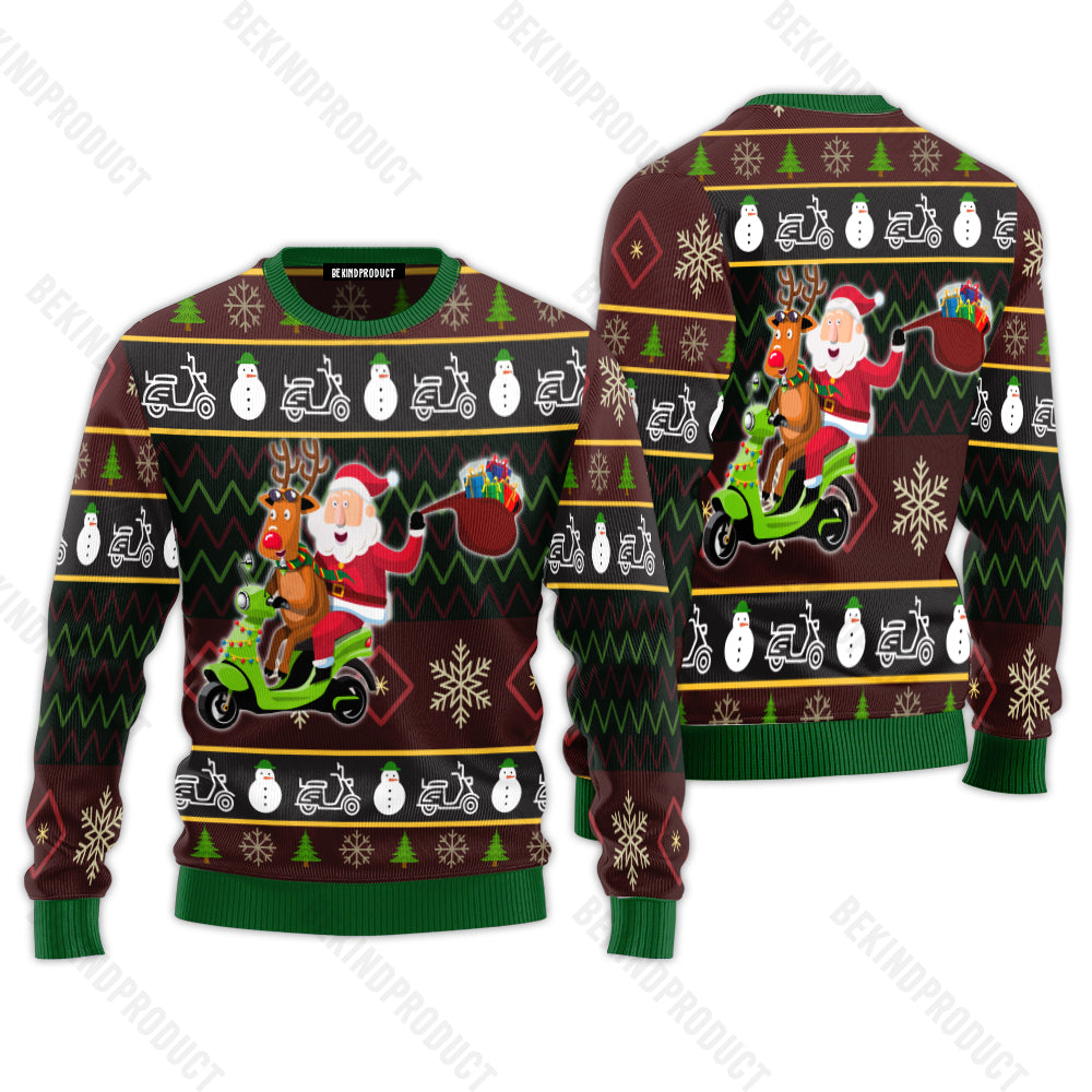 Santa Claus And Reindeer Drives A Motorcycle Ugly Christmas Sweater For Men & Women Christmas Gift Sweater USN2011 - WeCustomit