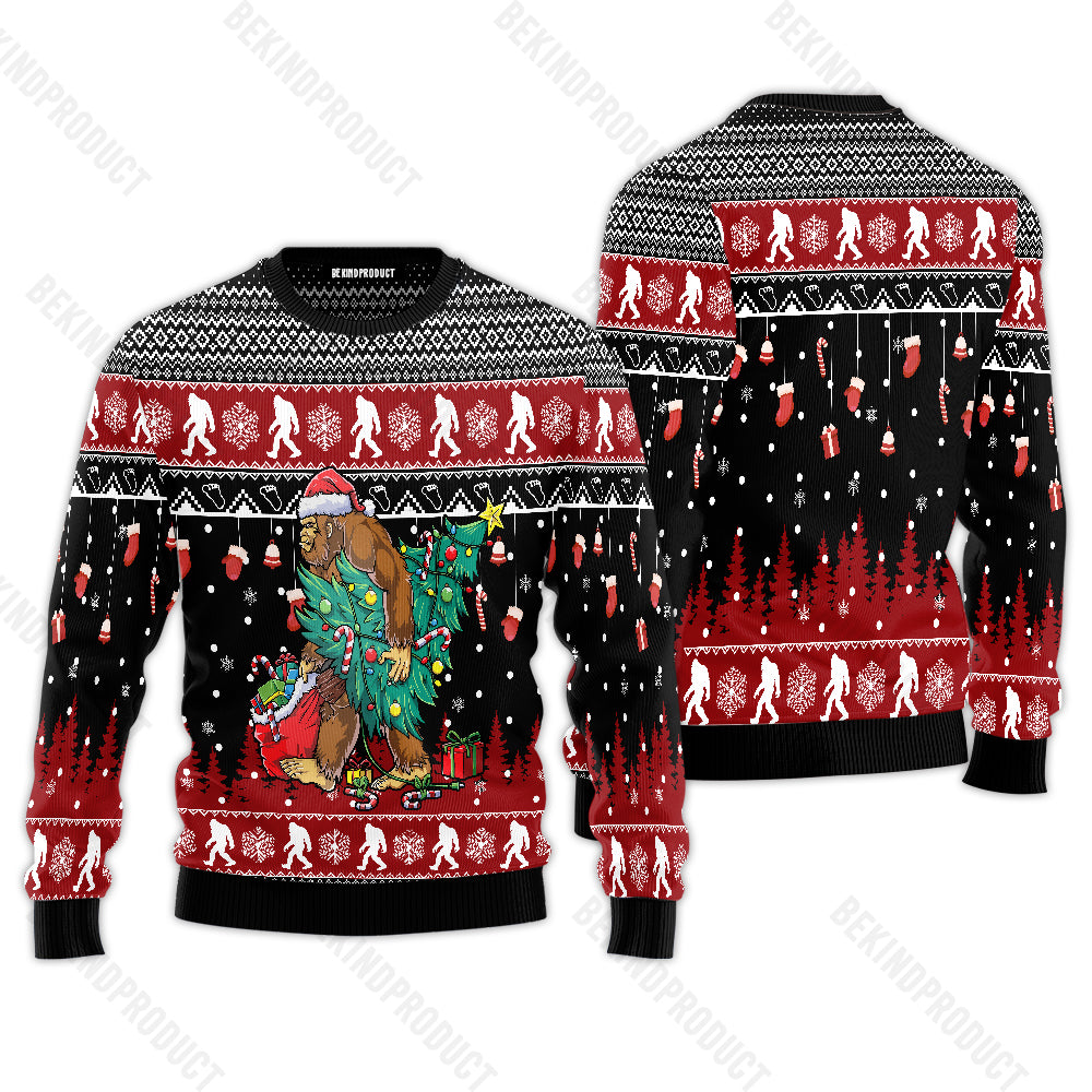Bigfoot Christmas Tree Lights Ugly Christmas Sweater For Men & Women Christmas Gift Sweater USN2015 - WeCustomit