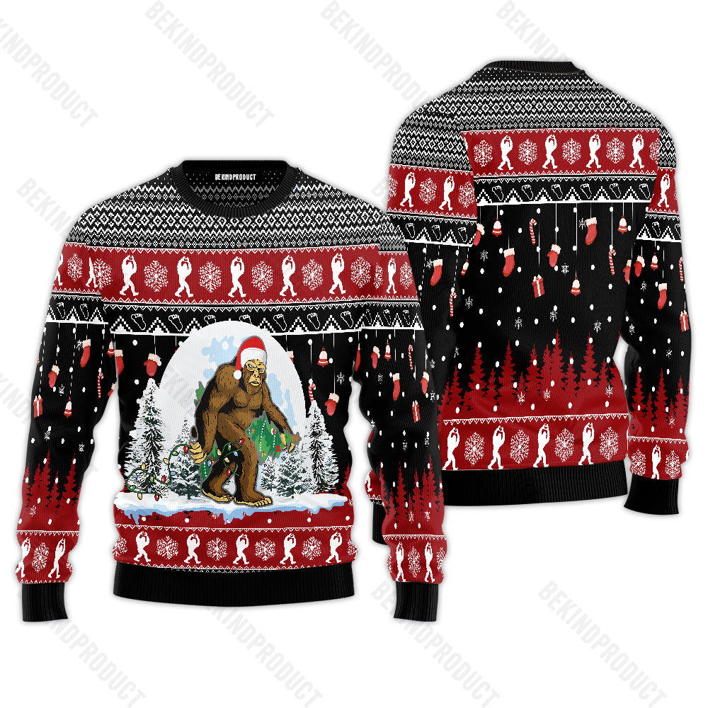 Santa Bigfoot Christmas Tree Ugly Christmas Sweater For Men & Women Christmas Gift Sweater USN2016 - WeCustomit