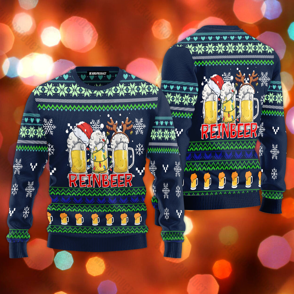 Reinbeer Christmas Beer Ugly Christmas Sweater For Men & Women Christmas Gift Sweater USN2017 - WeCustomit