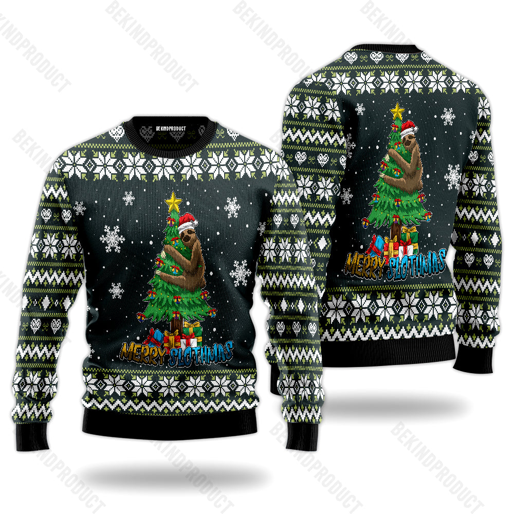 Merry Slothmas Ugly Christmas Sweater For Men & Women Christmas Gift Sweater USN2024 - WeCustomit