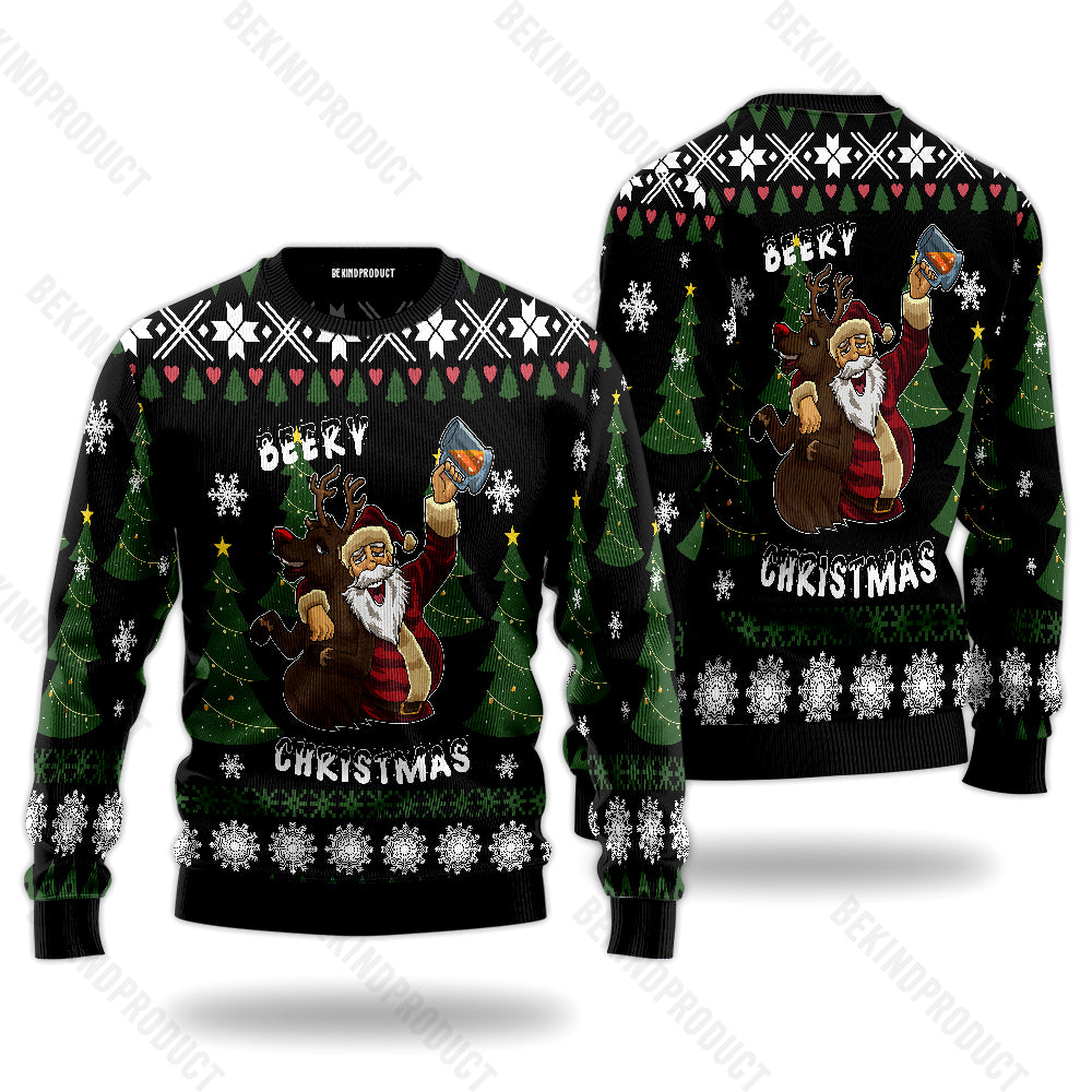 Santa Claus Beery Christmas Ugly Christmas Sweater For Men & Women Christmas Gift Sweater USN2025 - WeCustomit