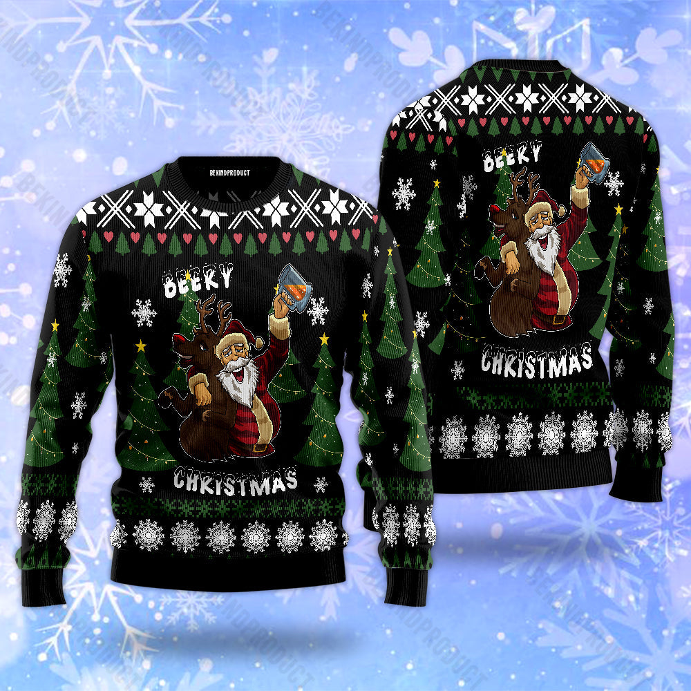 Santa Claus Beery Christmas Ugly Christmas Sweater For Men & Women Christmas Gift Sweater USN2025 - WeCustomit